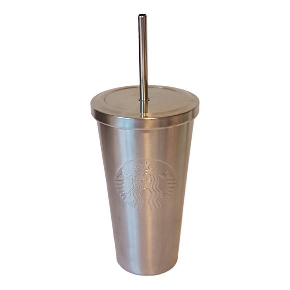 Starbucks Stainless Tumbler Straw Screw Top Lid Metal Cold Drink Traveler Mug - Picture 14 of 14